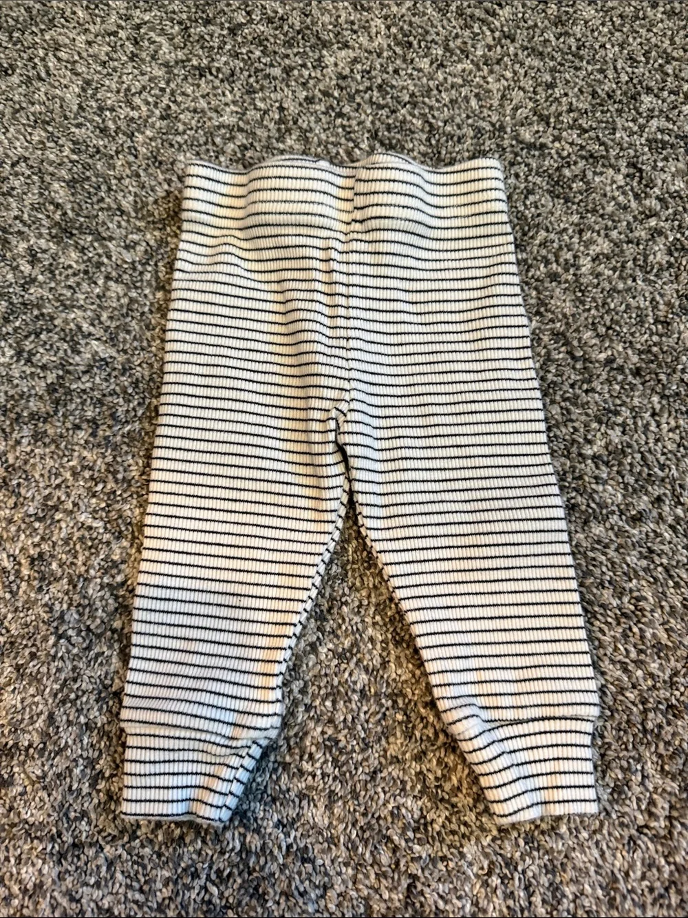 Mebie Baby Matching Set Pants Shirt Ribbed White and Black Striped 0-3M